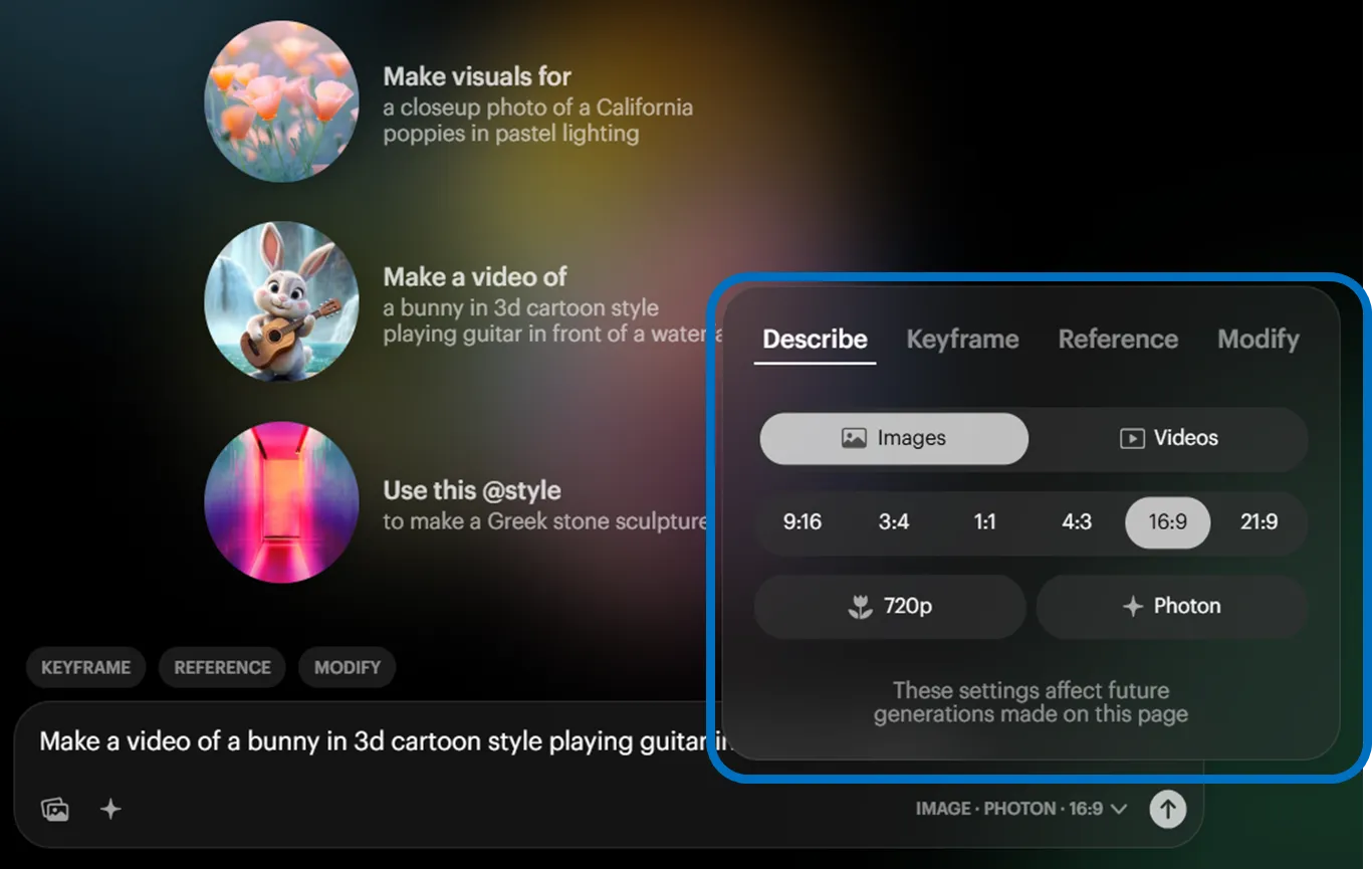 Video Generation Menu